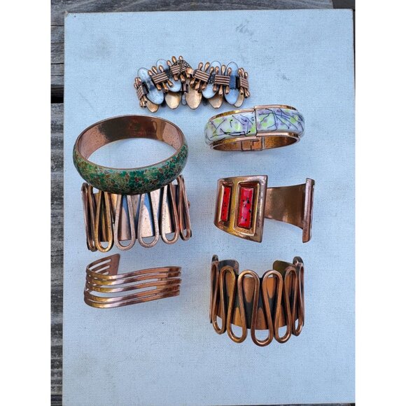 Lot of 7 Renoir Signed Bracelets Matisse Renoir Copper Jewelry - Picture 8 of 8